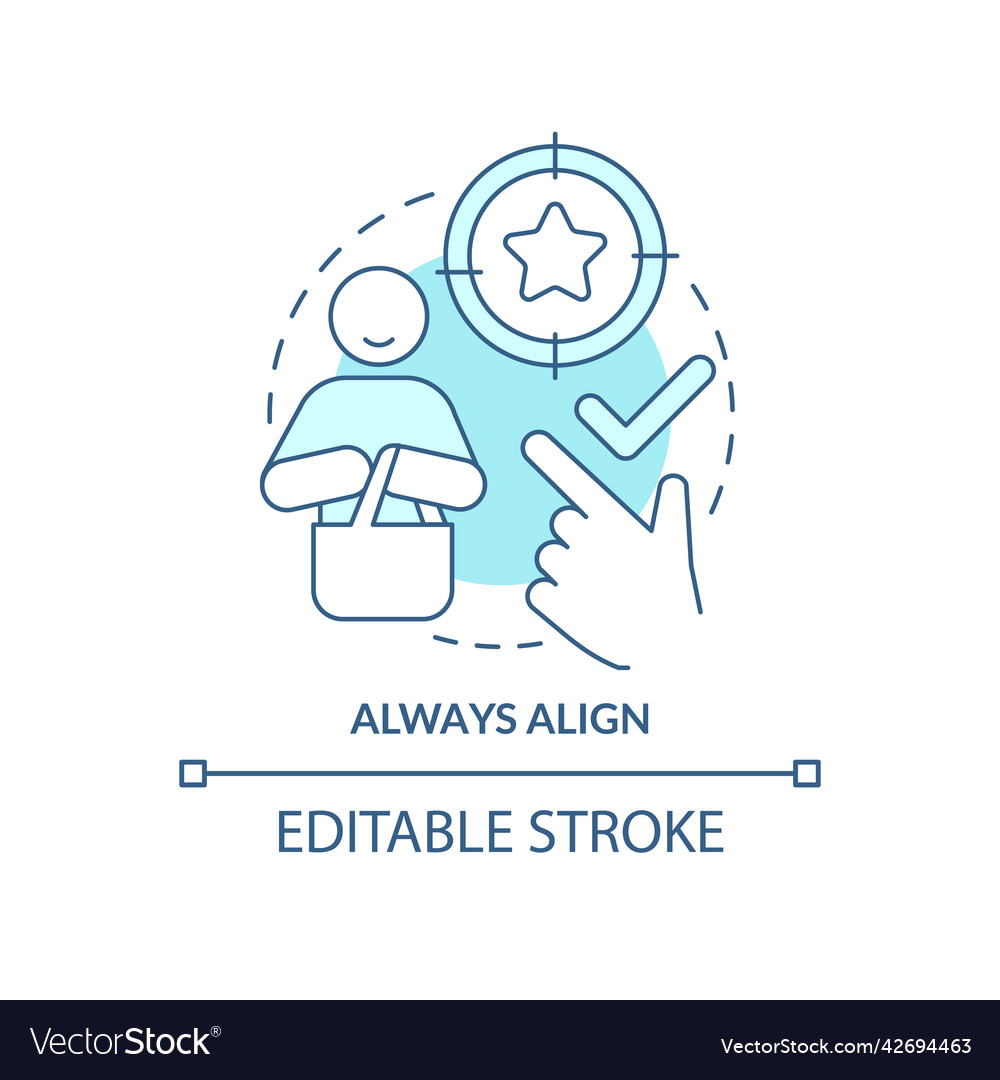Always align turquoise concept icon vector image Always align turquoise concept icon