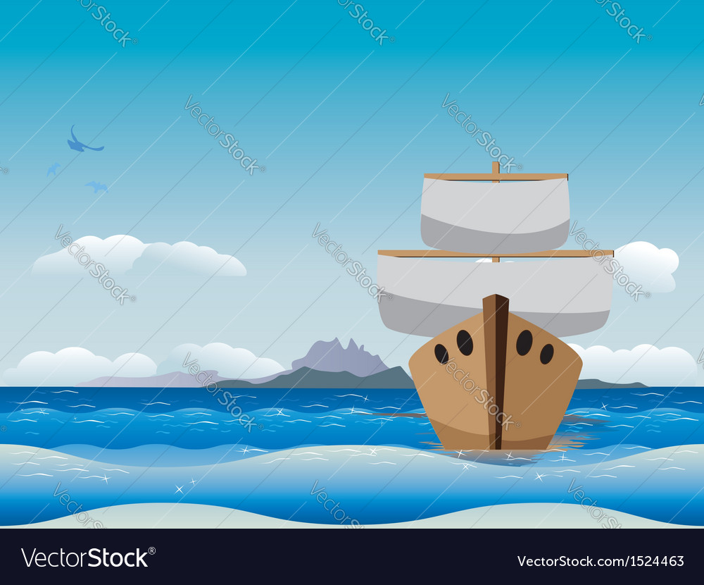 Cartoon boat in sea Royalty Free Vector Image - VectorStock