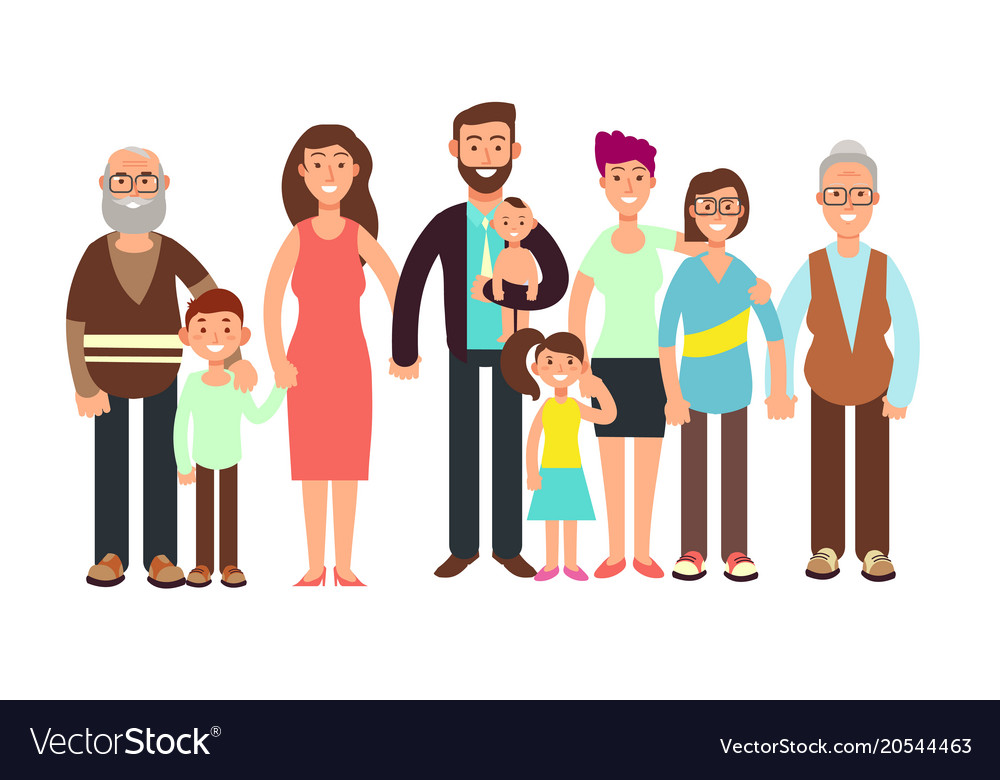 Cartoon smiling happy family grandpa and grandma Vector Image