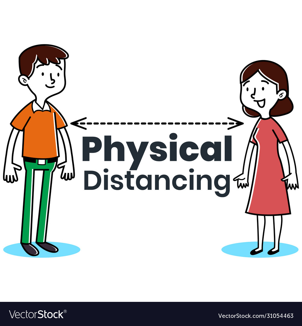 Men and woman physical distancing