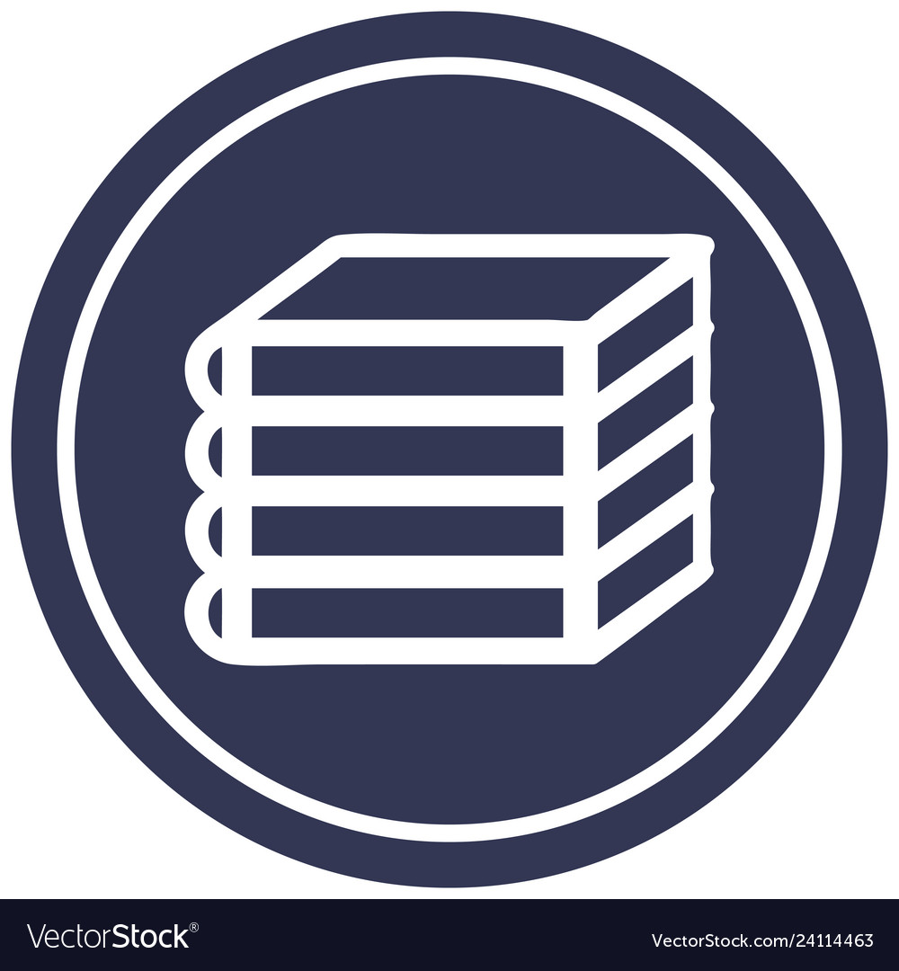 Stack of books circular icon