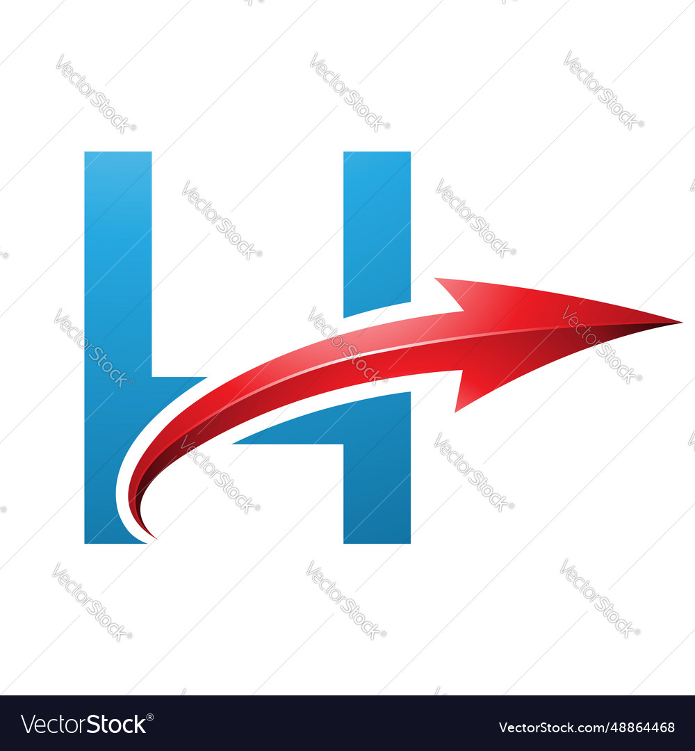 Blue and red uppercase letter h icon Royalty Free Vector