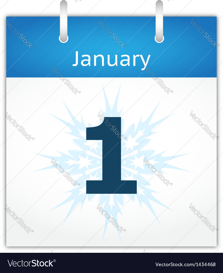 Calendar page for January 1 Royalty Free Vector Image