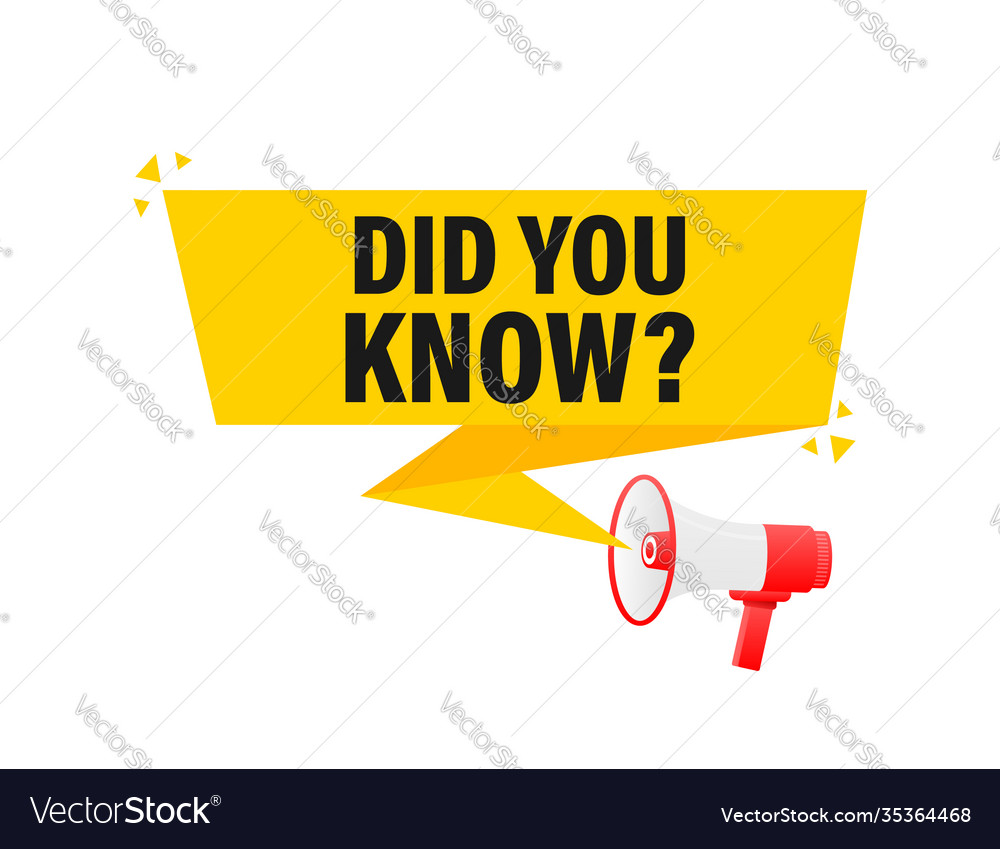 Did you know megaphone yellow banner in 3d style