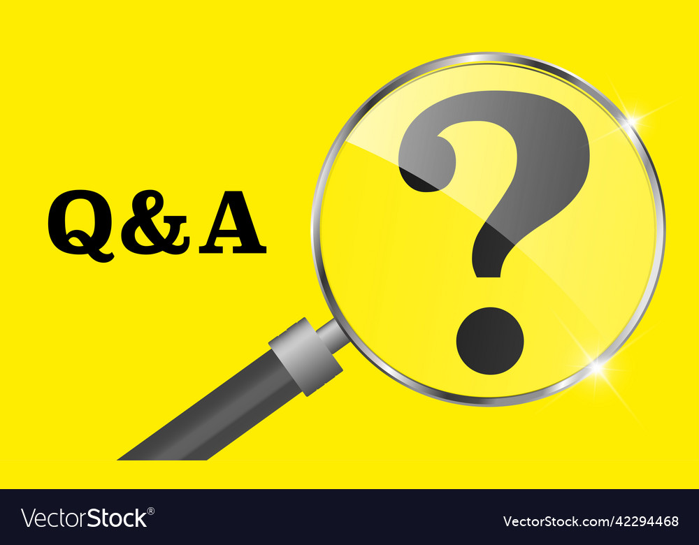 Magnifying glass with text questions and answers vector image Magnifying glass with text questions and answers
