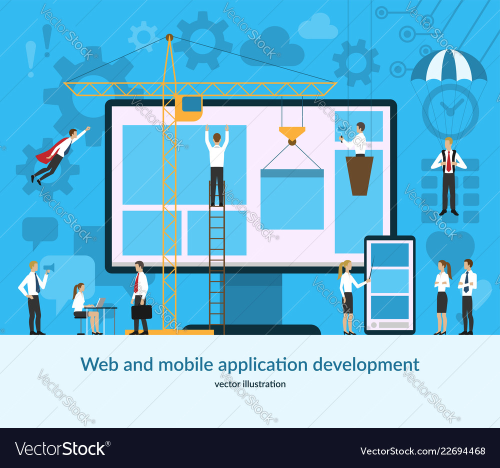 Web and mobile application development concept Vector Image