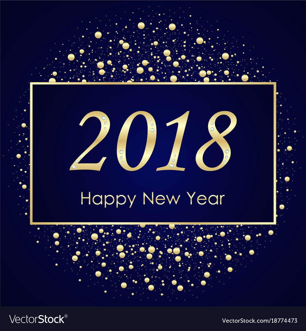 2018 new year black background with gold Vector Image