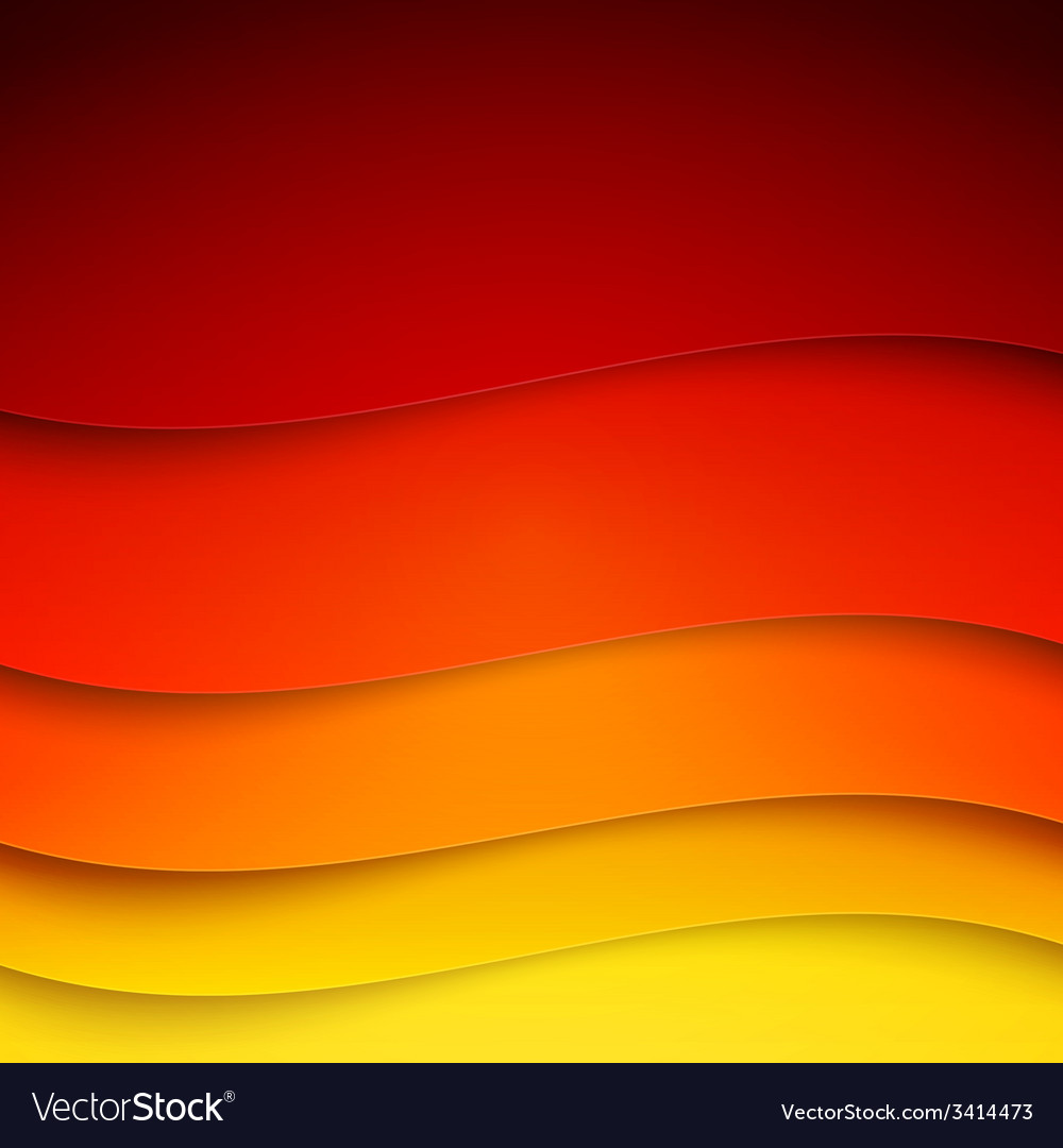 Abstract red orange and yellow paper wave shapes Vector Image