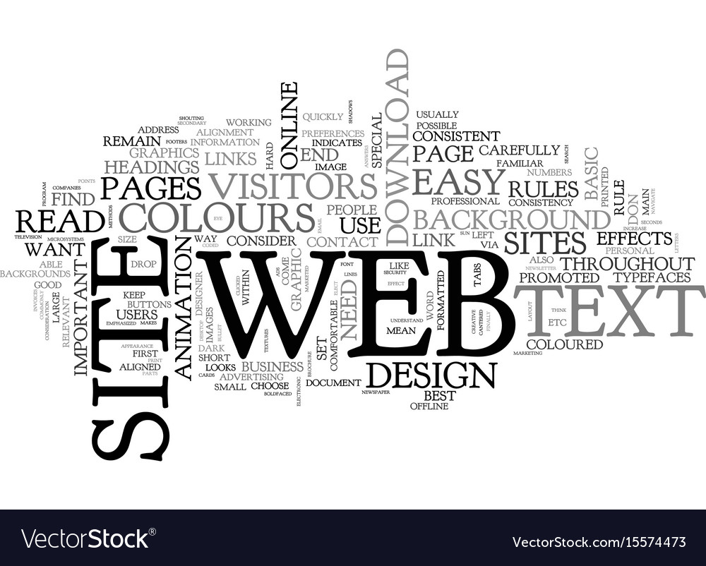 Basic rules web design text word cloud concept Vector Image