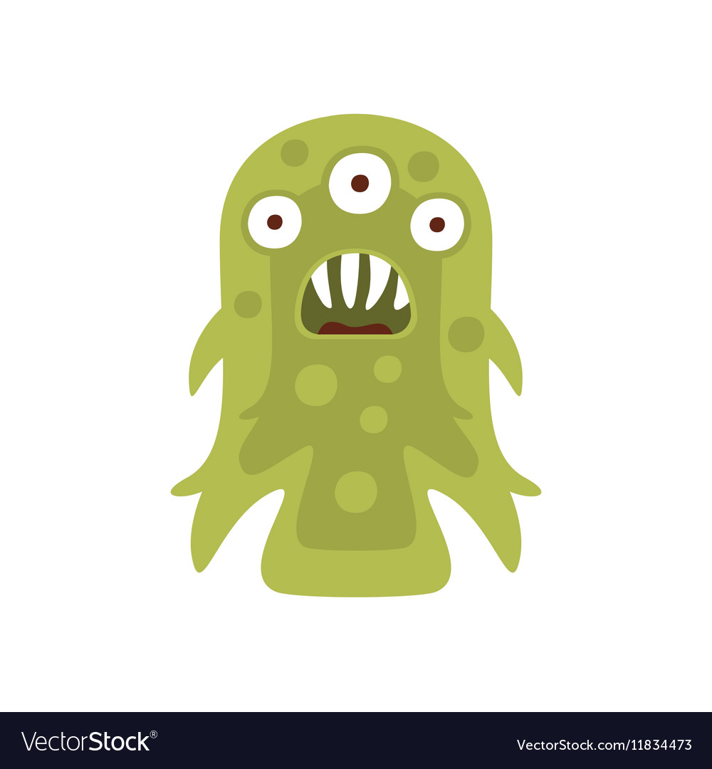 Green three-eyed aggressive malignant bacteria Vector Image