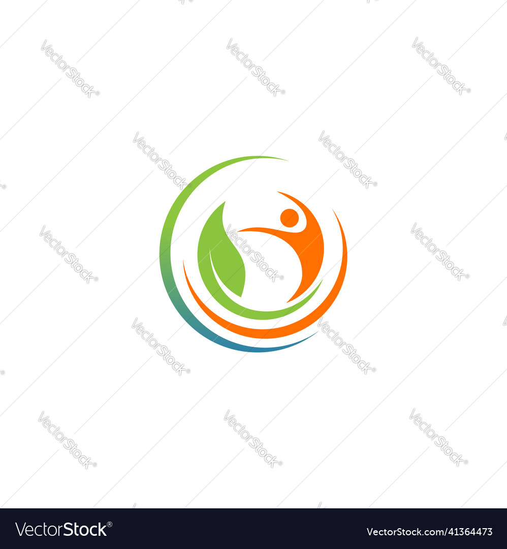 Happy man wealth green leaf eco logo Royalty Free Vector