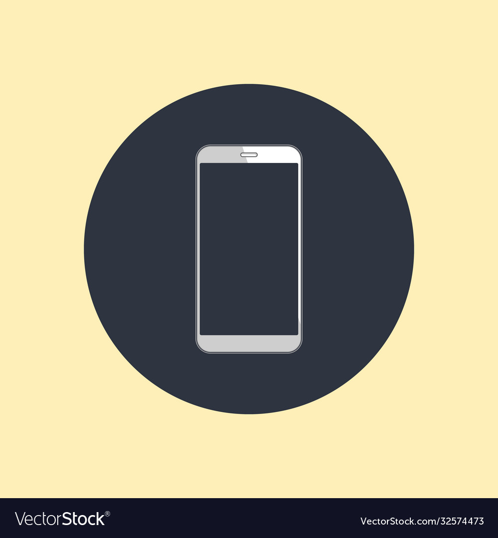 Mobile phone line icon on round background Vector Image