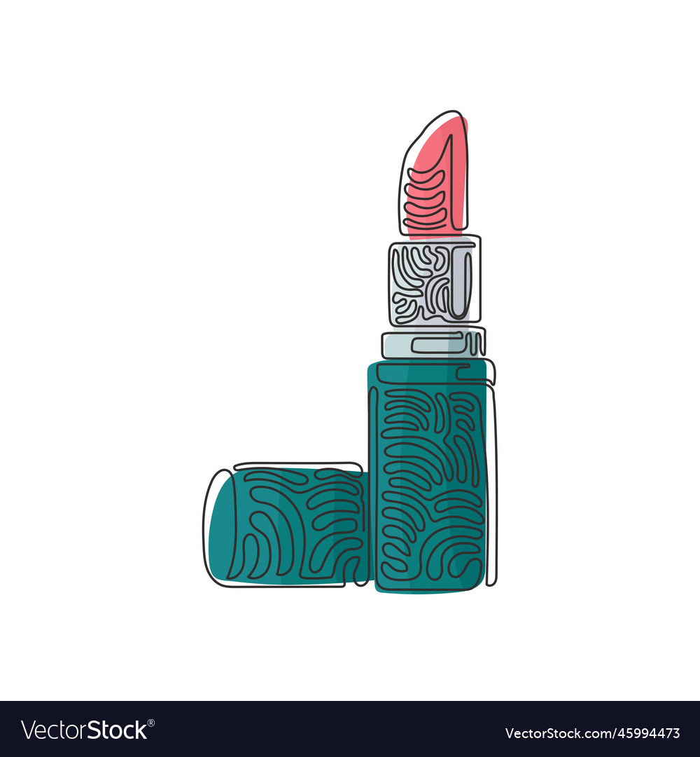 Single one line drawing beautiful lipstick glamor Vector Image