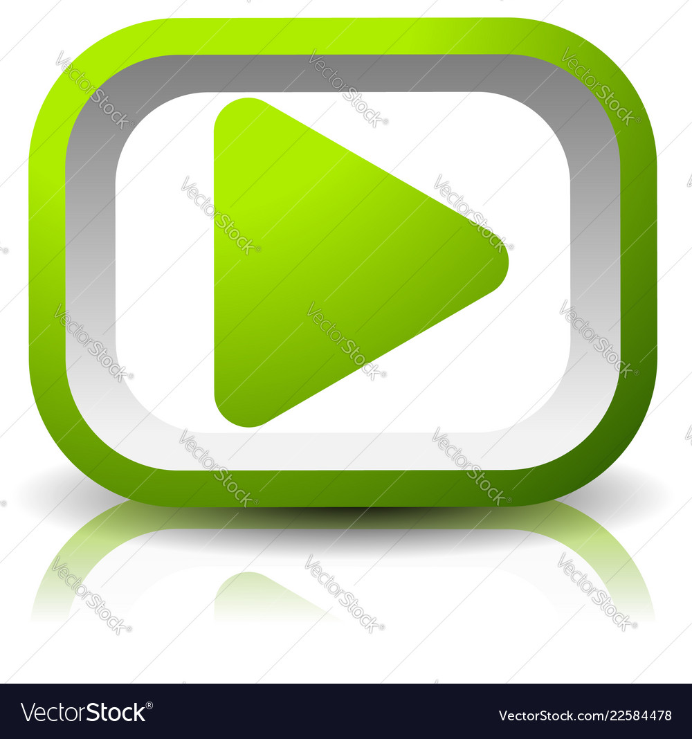 3d rectangular play button with shadow vector image 3d rectangular play button with shadow