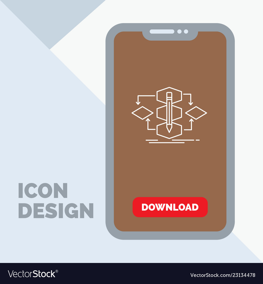 Algorithm design method model process line icon vector image Algorithm design method model process line icon