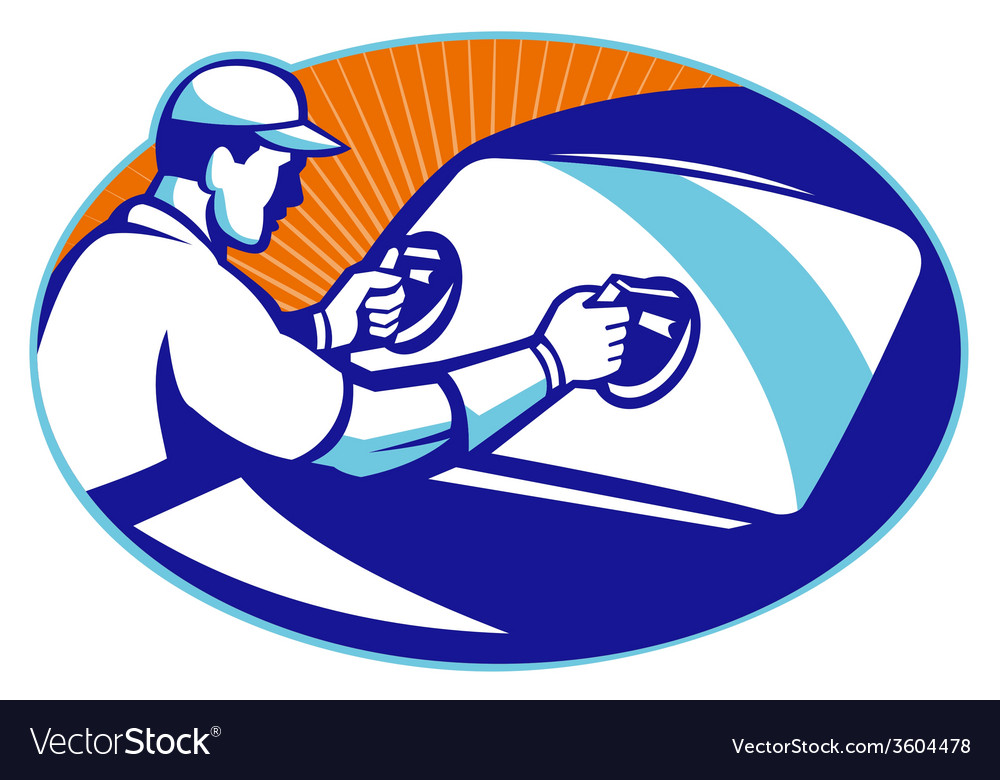 Automotive Glass Installer Retro Royalty Free Vector Image