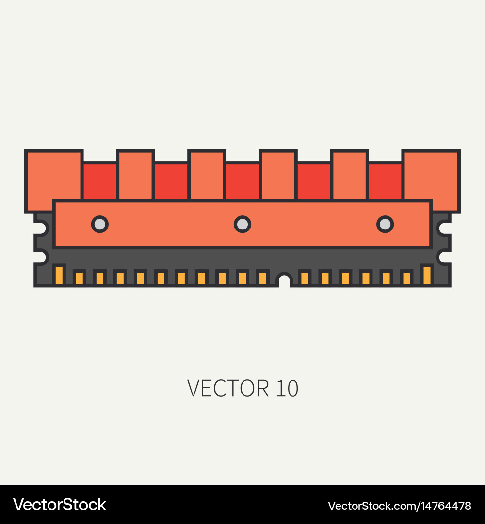 Line flat color computer part icon data Royalty Free Vector