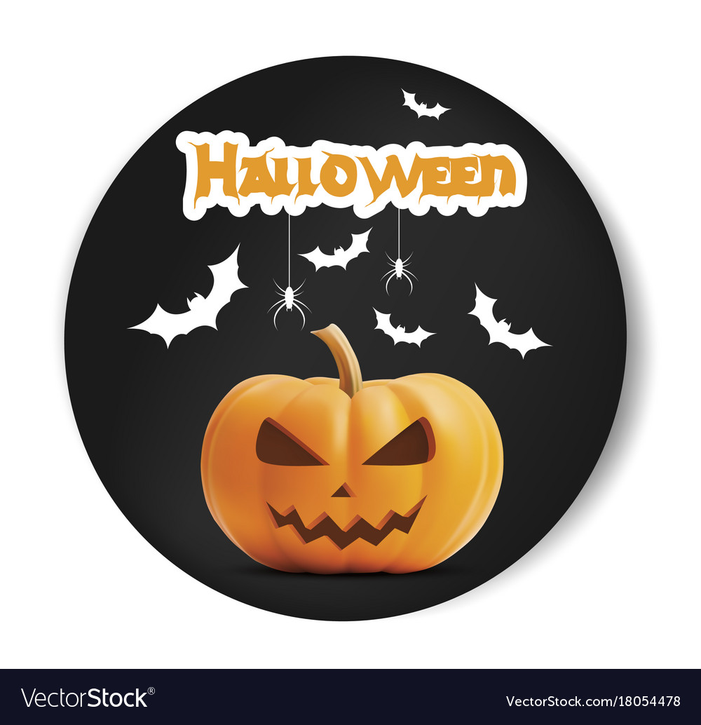 Pumpkin smiling halloween black sticker Royalty Free Vector