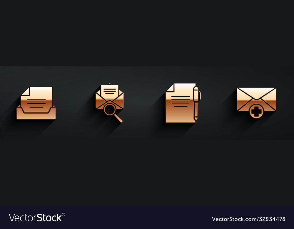 Set drawer with document envelope magnifying vector image Set drawer with document envelope magnifying
