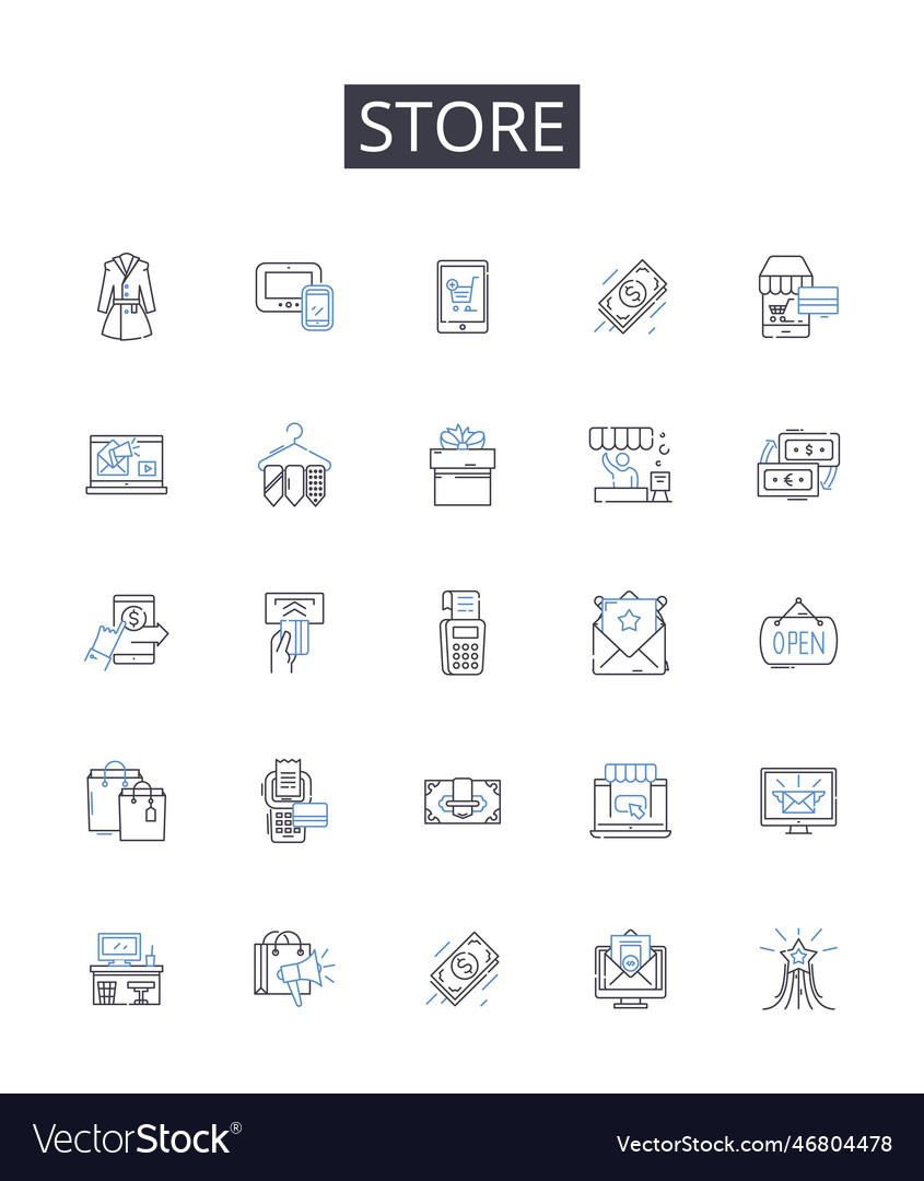 Store line icons collection shop boutique