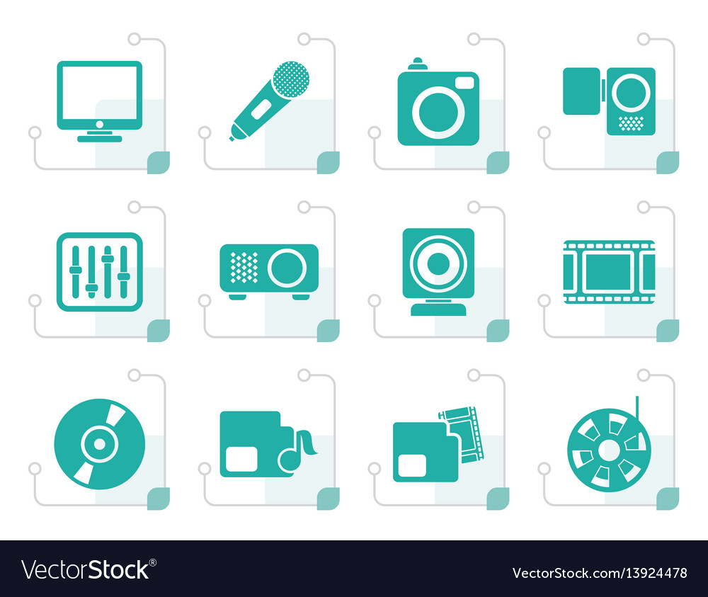 Stylized media equipment icons Royalty Free Vector Image