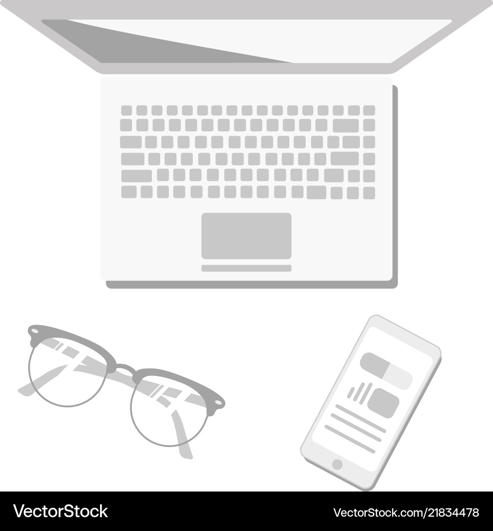 White scene abstract laptop camera glasses pen Vector Image