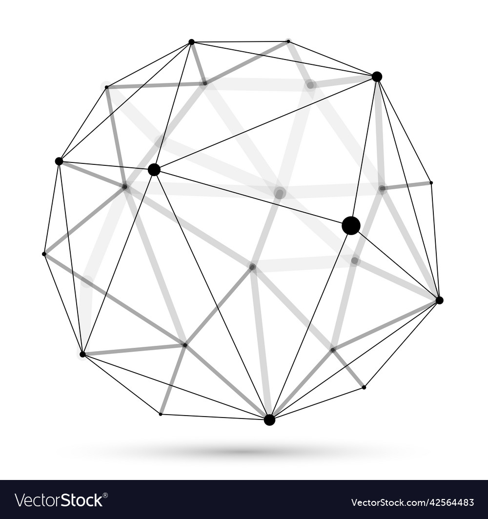 Abstract 3d mesh sphere dots connected Royalty Free Vector