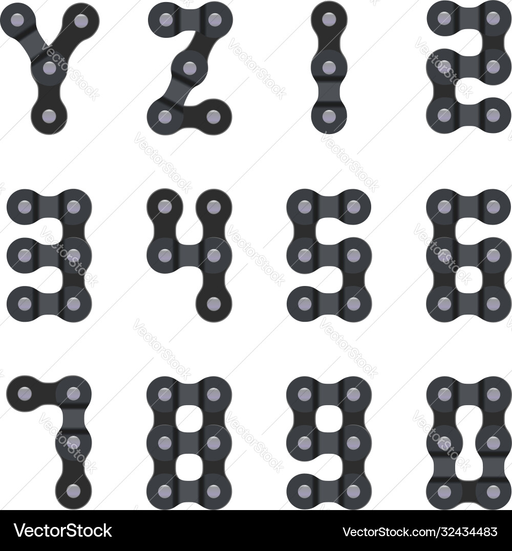Bike or bicycle chain font Royalty Free Vector Image