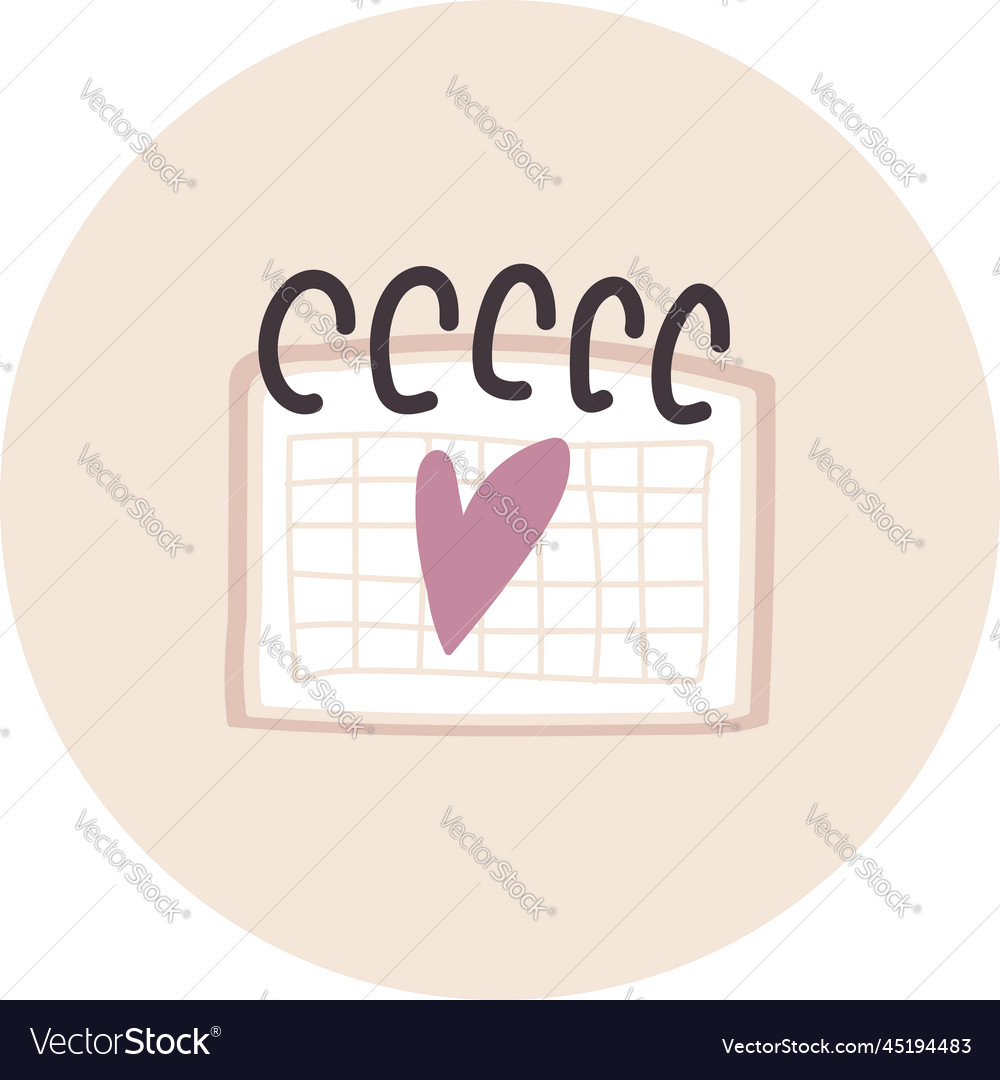 Calendar with heart remind accessory icon