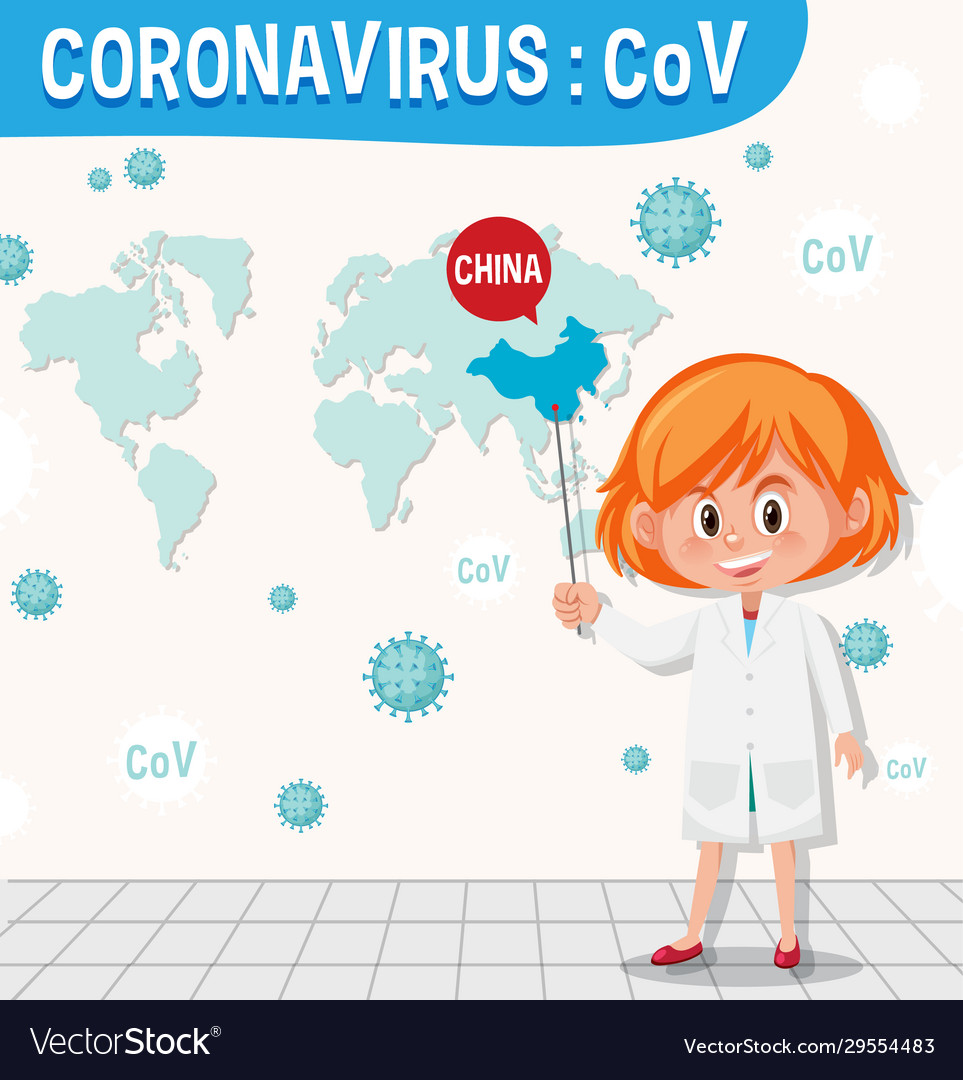 Coronavirus-Chart mit Wissenschaftler und Weltkarte