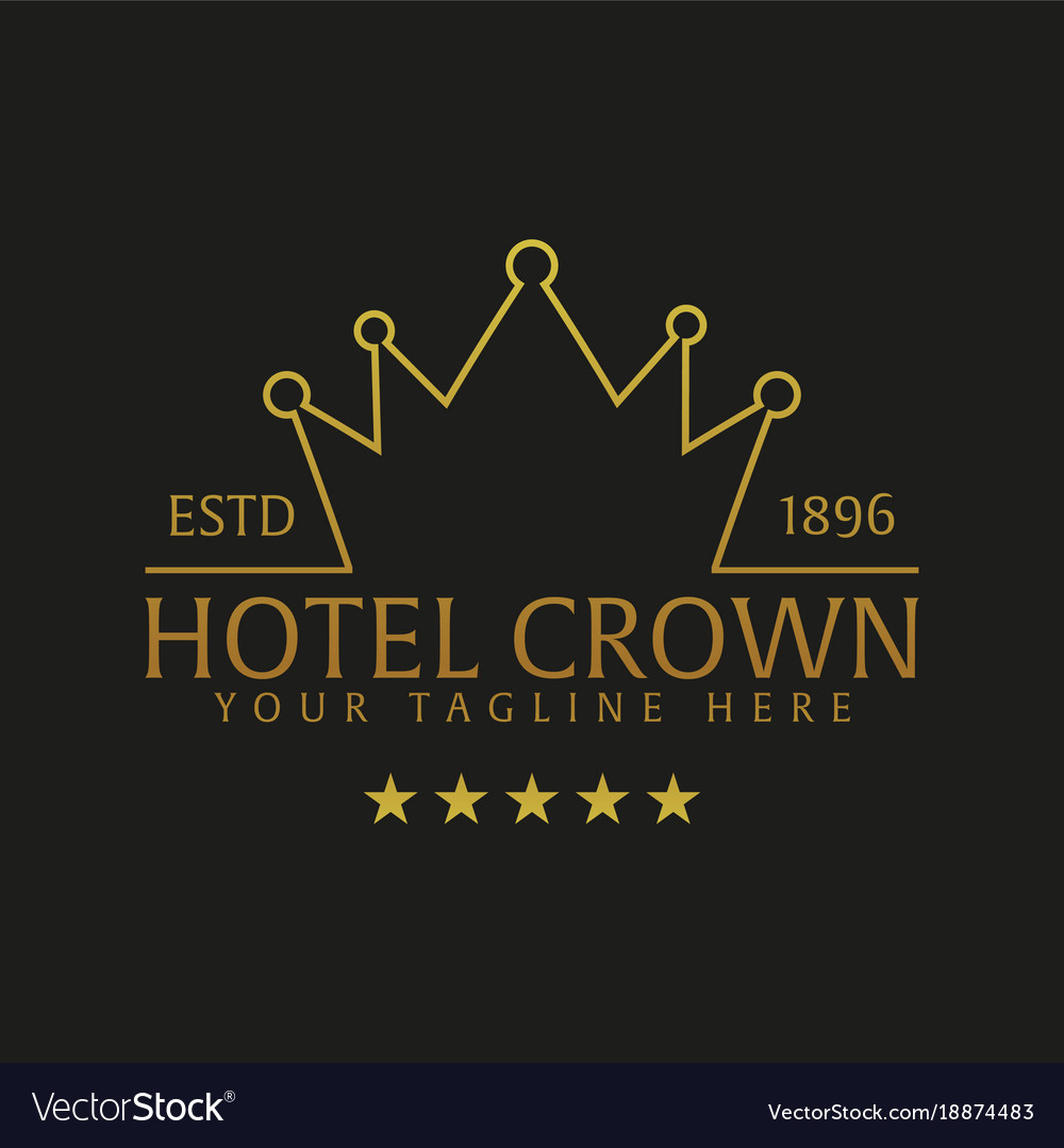 Crown hotel logo and emblem logo Royalty Free Vector Image