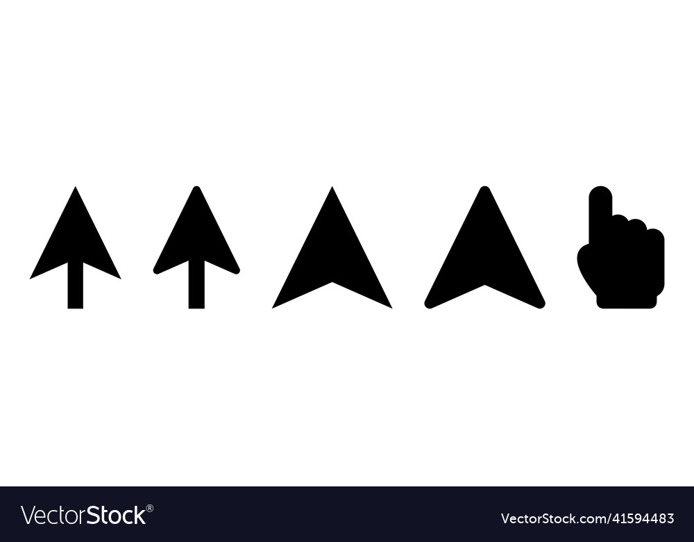 Cursor icons set computer in black mouse