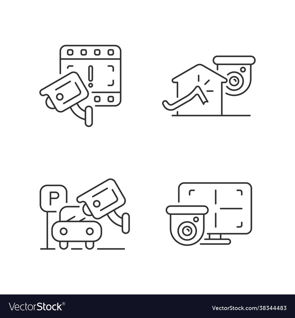 Family and property protection linear icons set vector image Family and property protection linear icons set