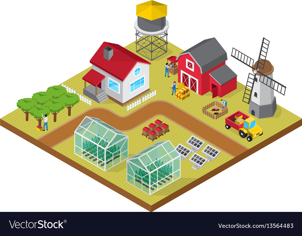 Farmyard isometric game model icon Royalty Free Vector Image