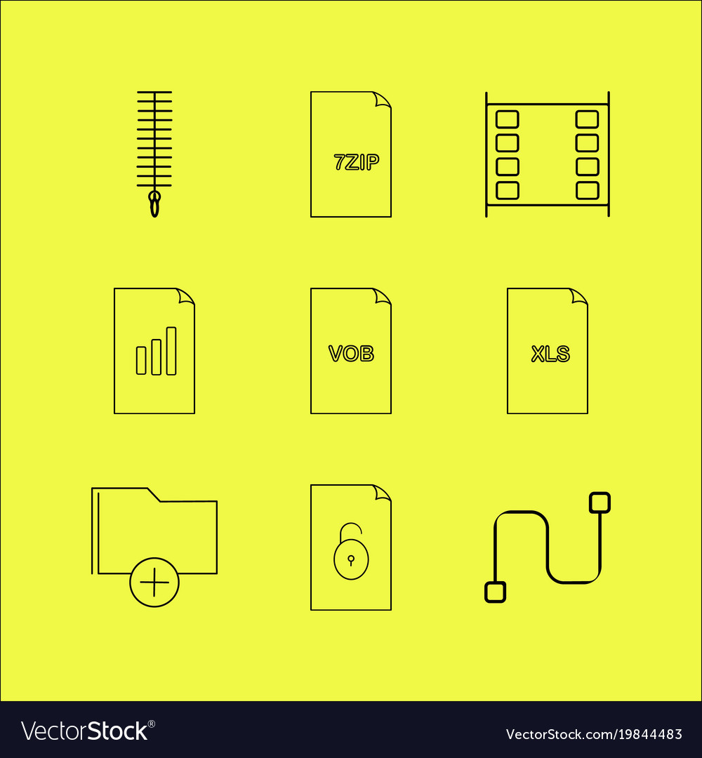 Files and folders linear icon set simple outline