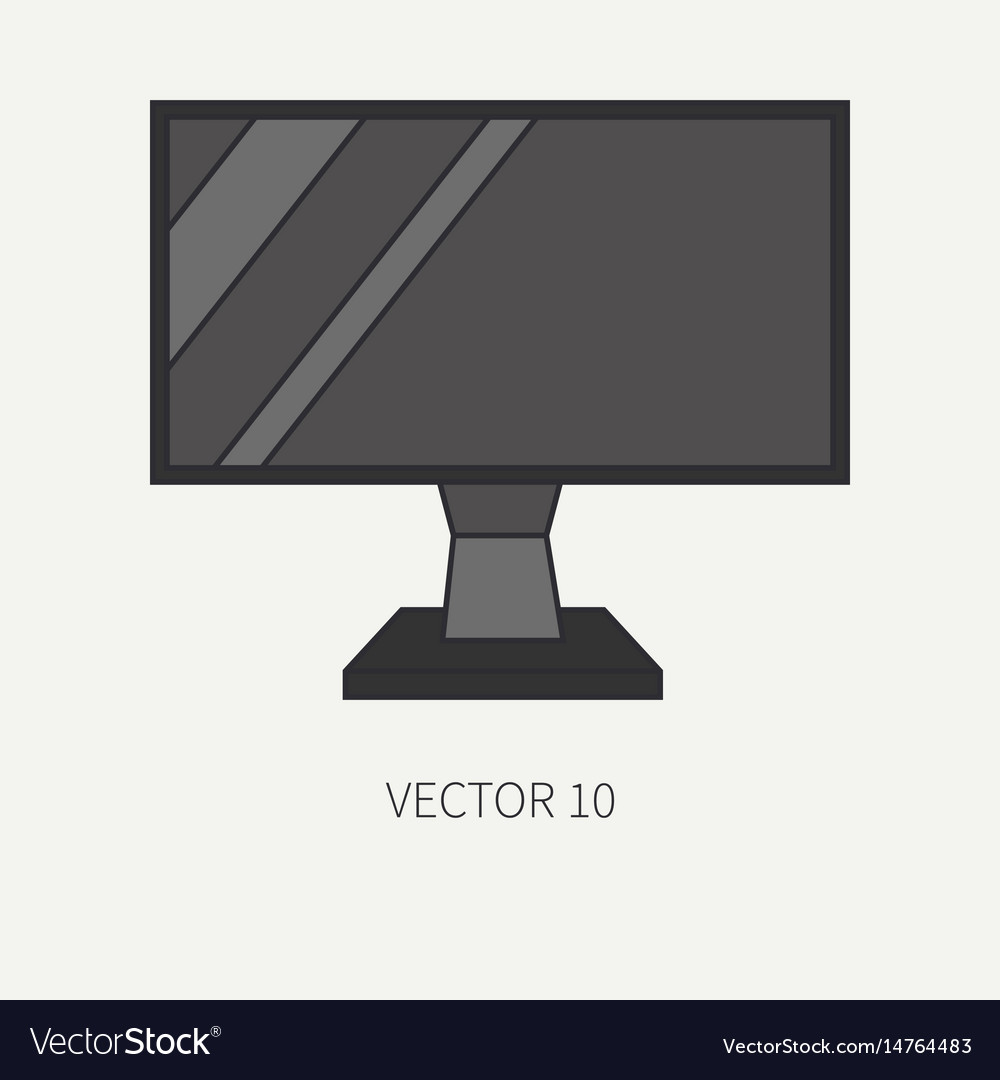 Line flat color computer part icon lcd