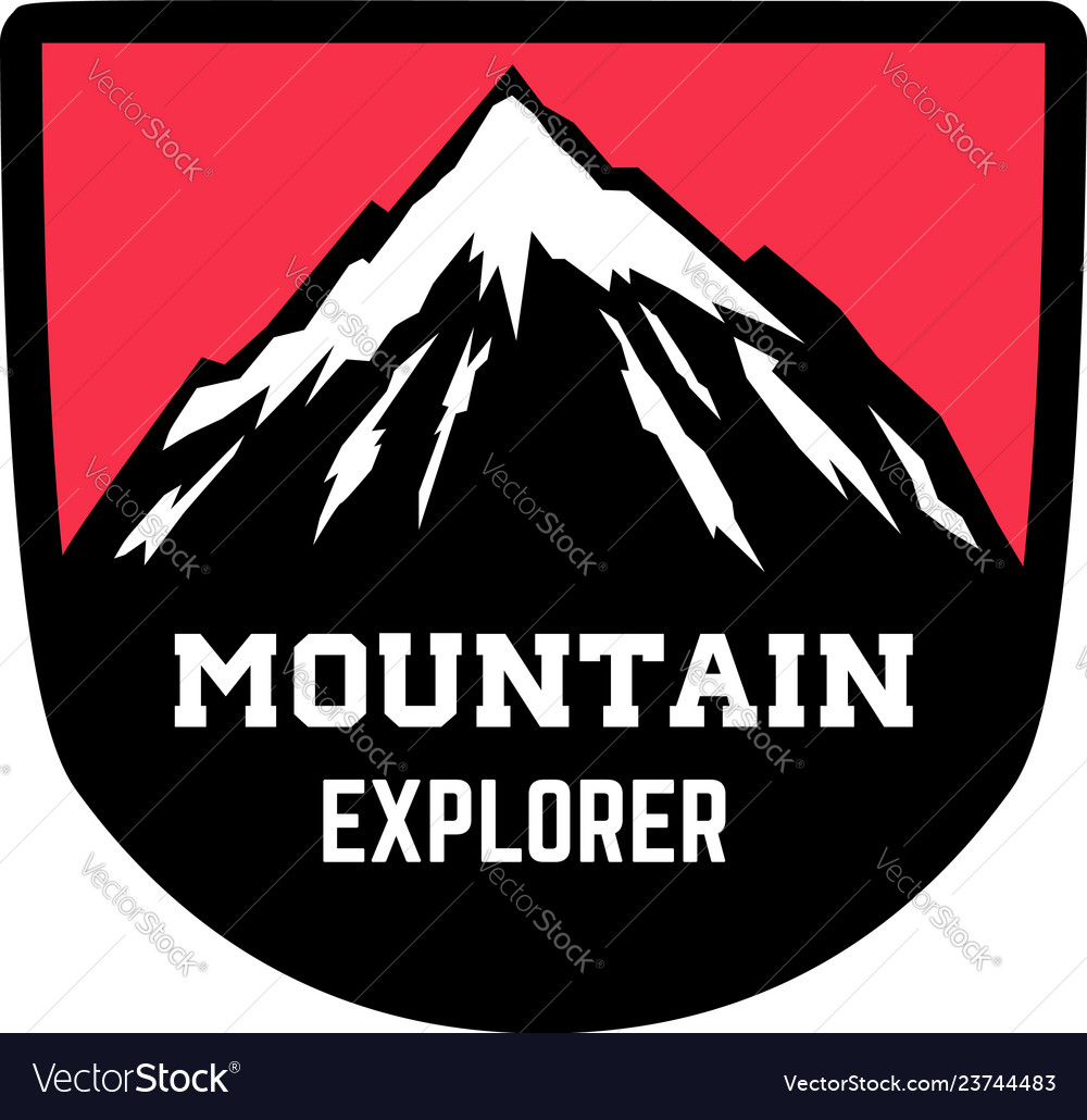 Mountain explorer emblem template with vector image Mountain explorer emblem template with