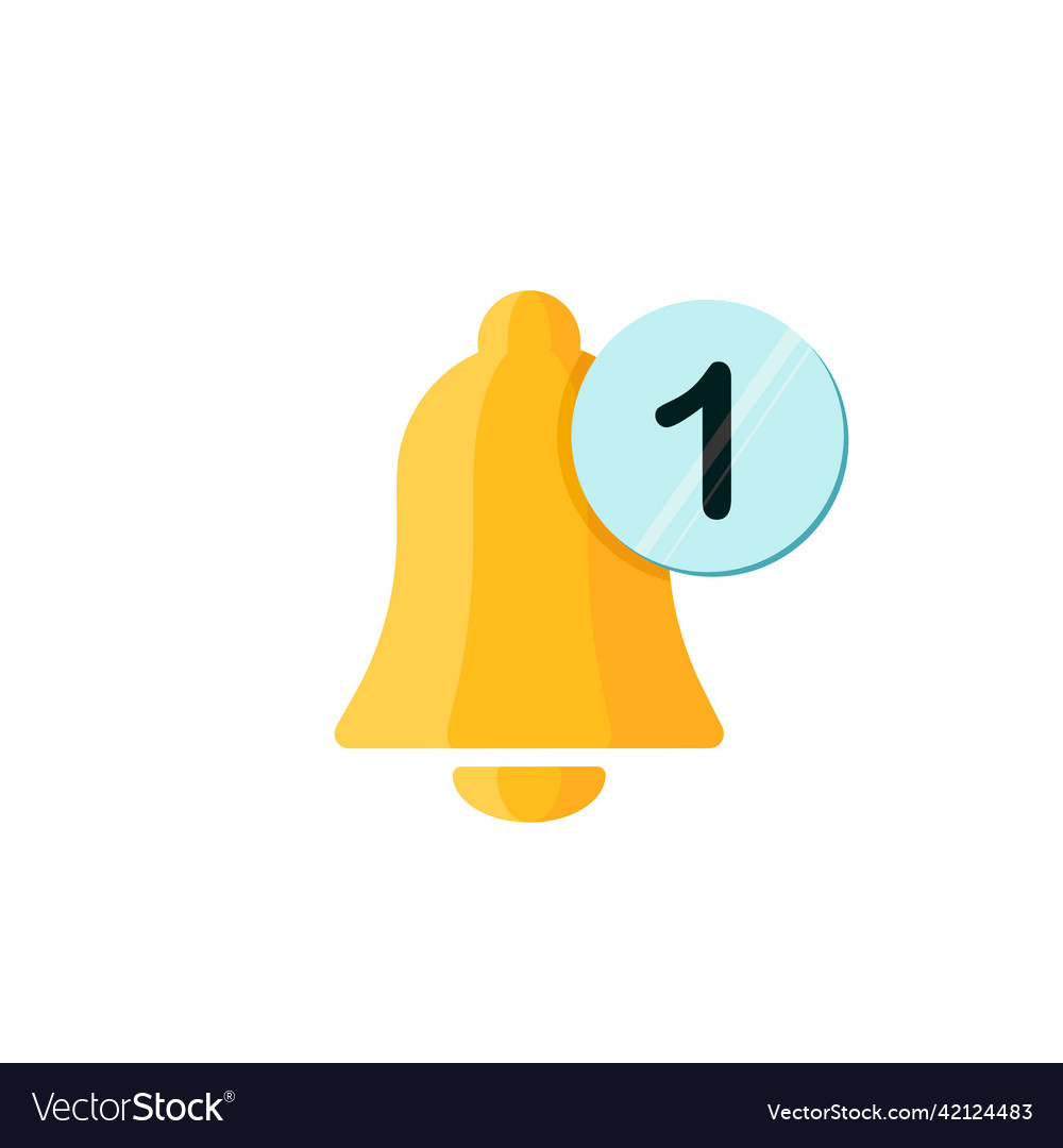 One notification icon yellow bell symbol