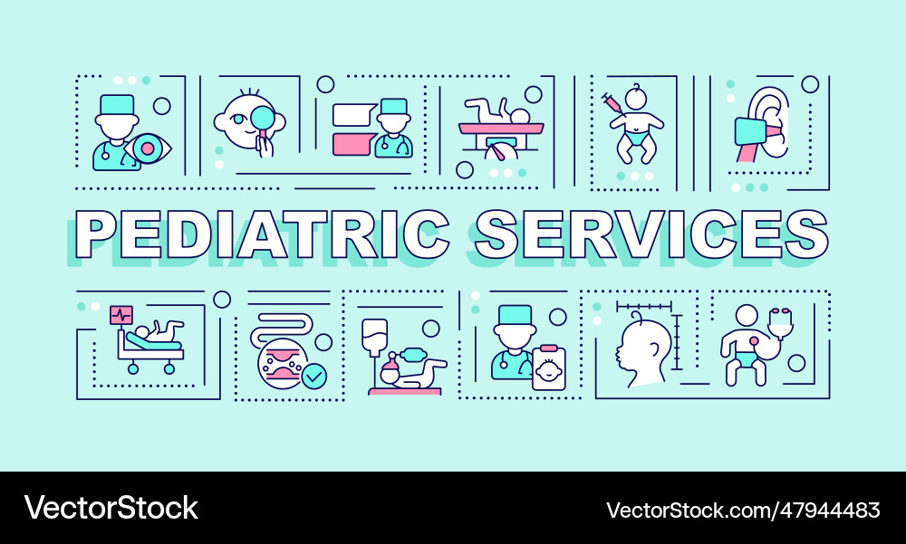 Pediatric services word concepts light blue banner