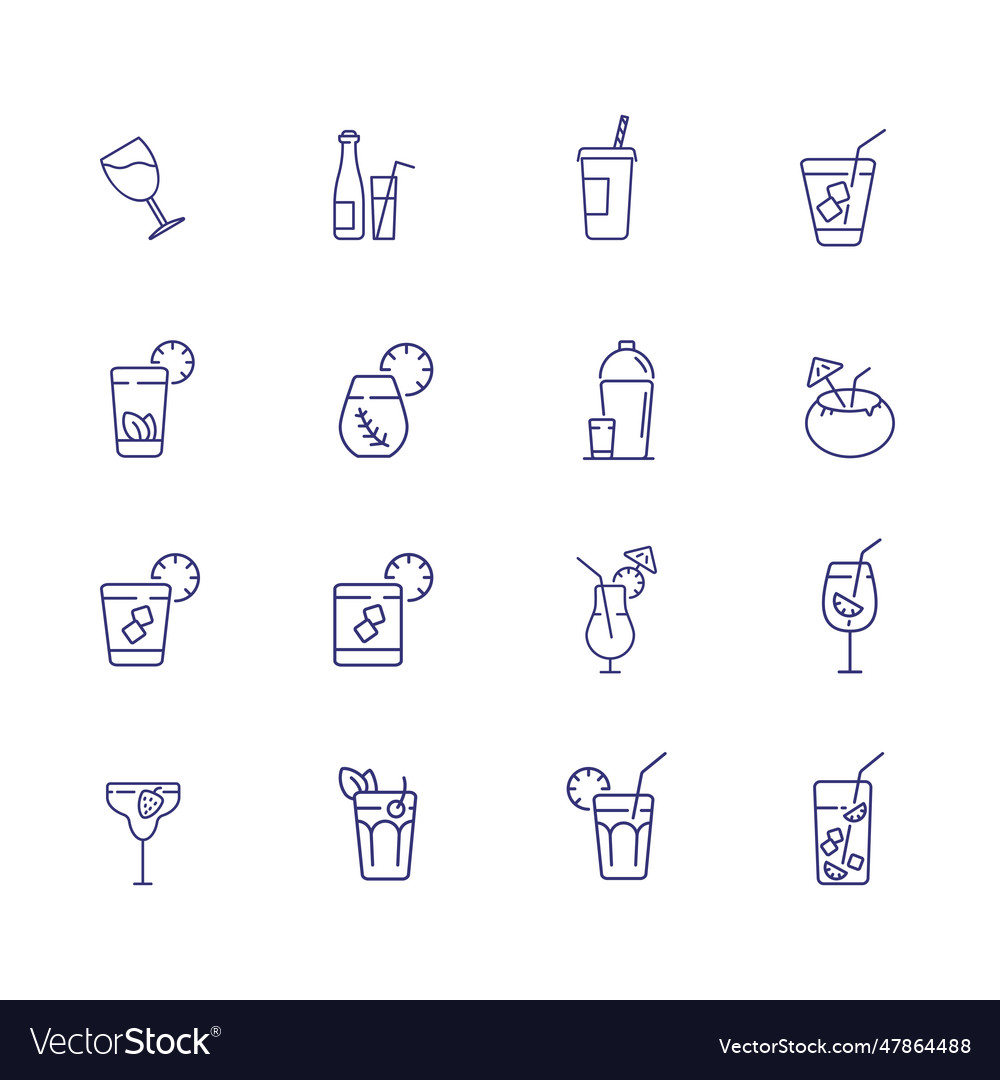 Bar line icon set takeaway cup bottle flute Vector Image