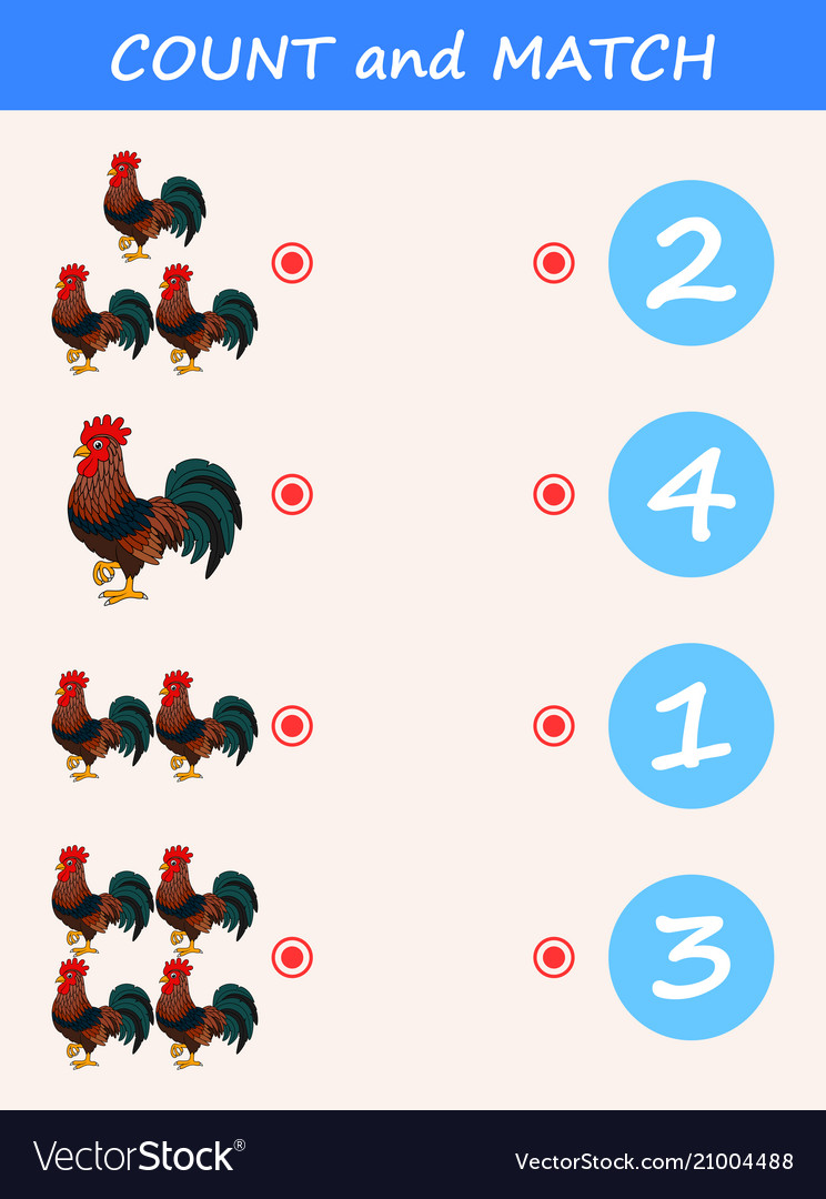 Count and match animal rooster