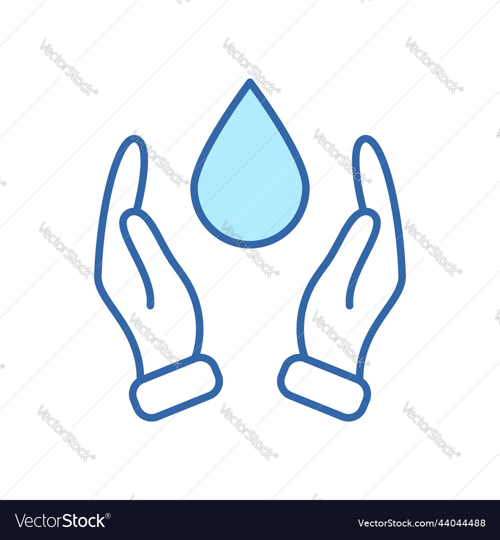 Hand protecting water linear icon two