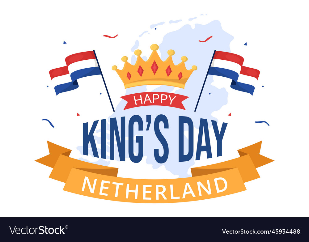 Happy kings netherlands day with waving flags Vector Image