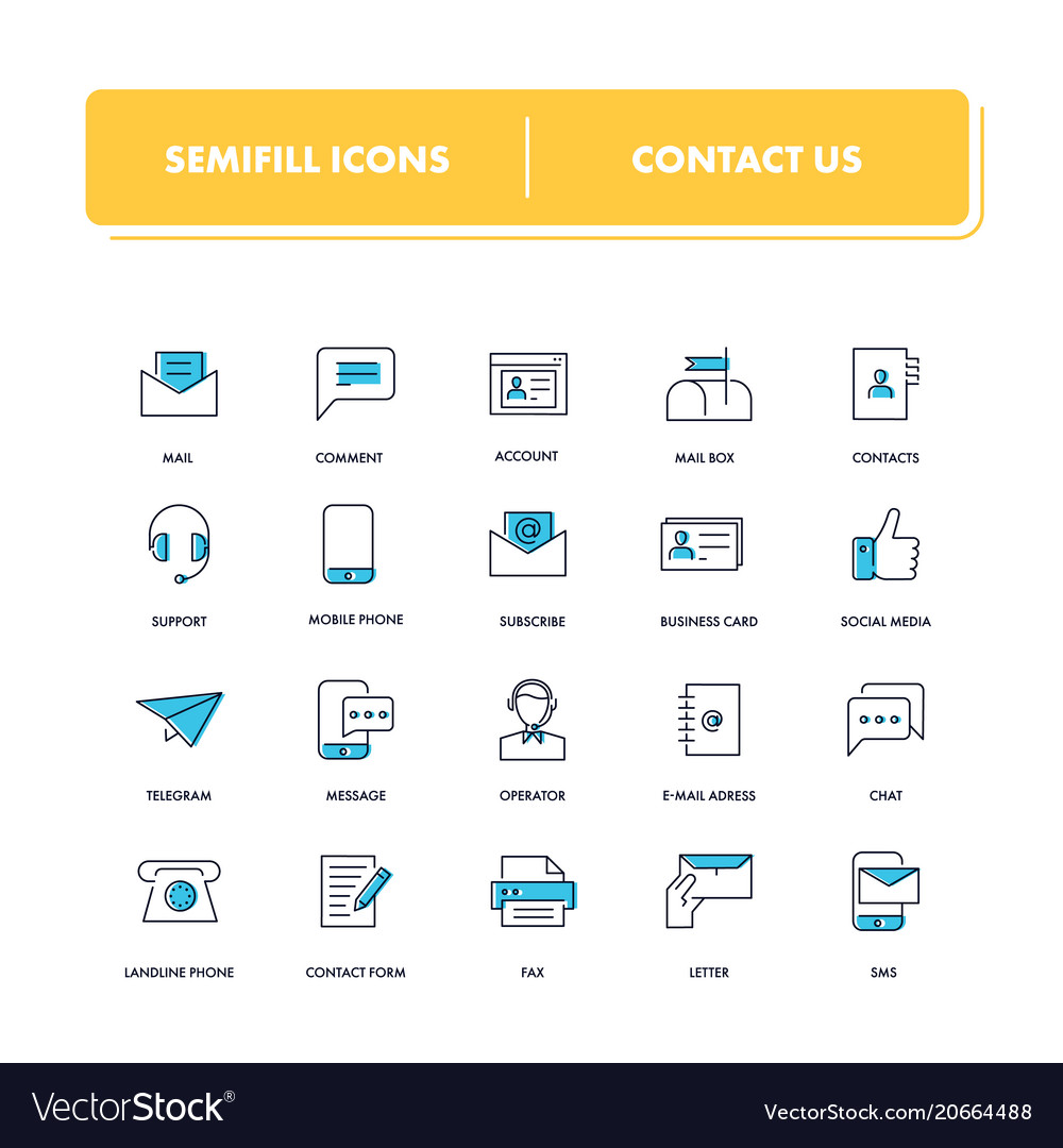 Line icons set contact us