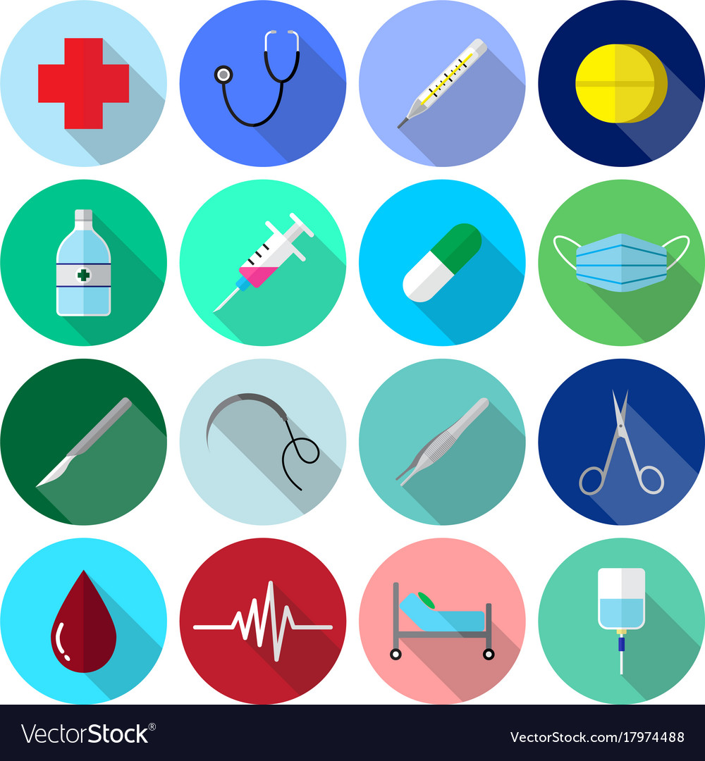 medical icons color flat