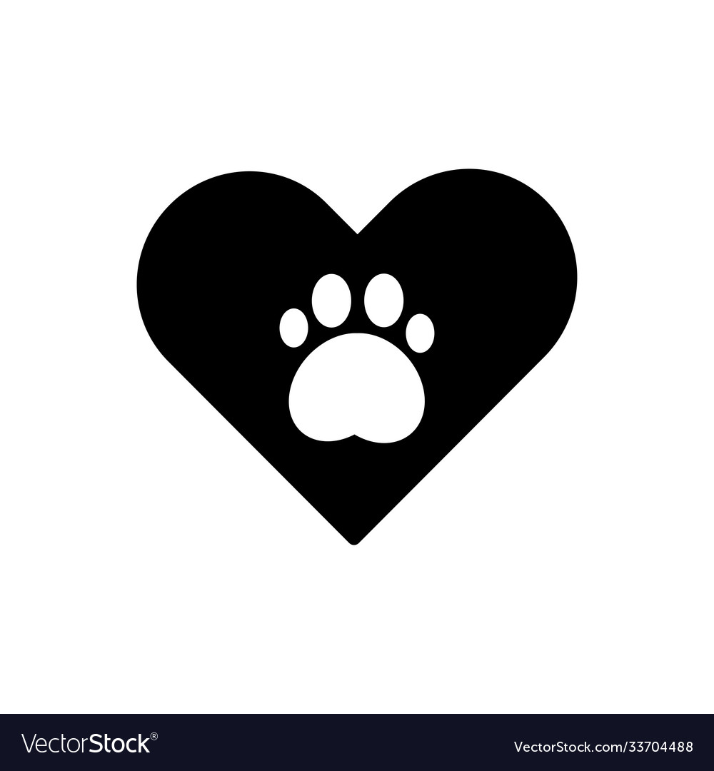 Paws prints dog and heart Royalty Free Vector Image