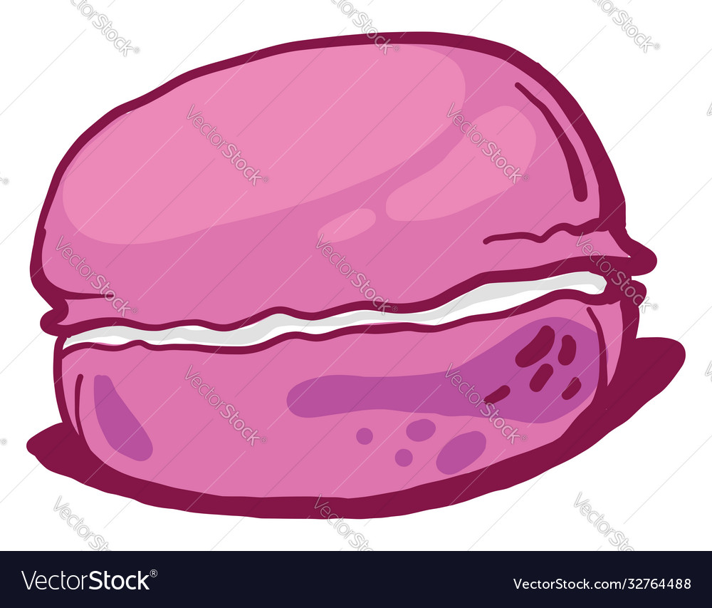 Pink macaroon on white background