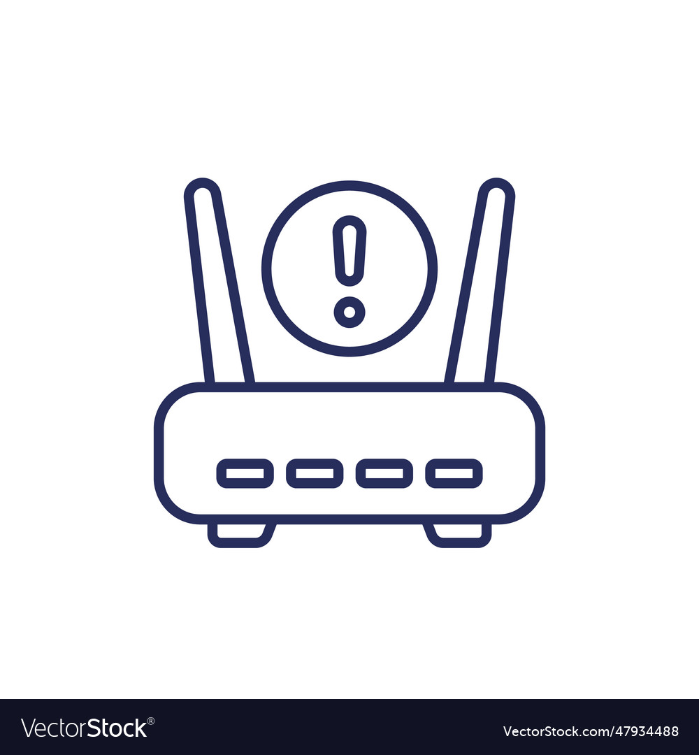 Router modem error or warning line icon Royalty Free Vector