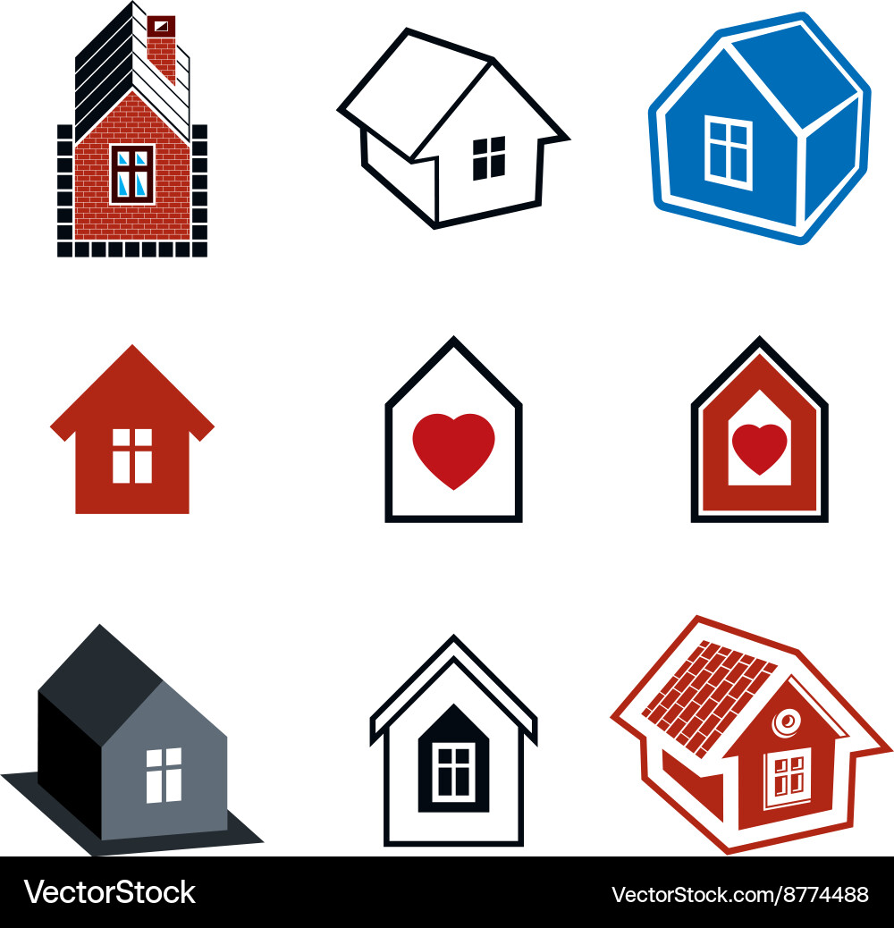Simple cottages collection real estate Royalty Free Vector