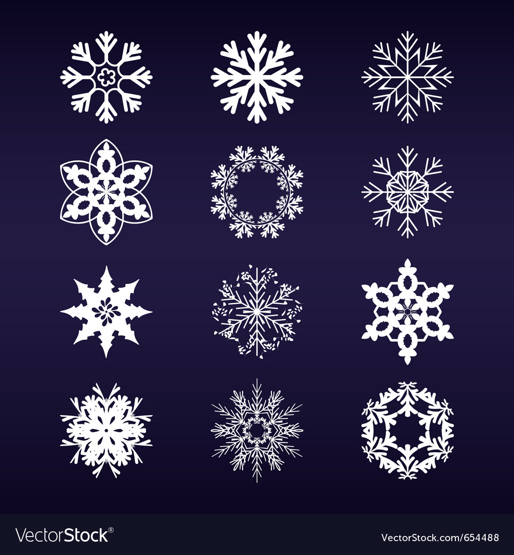 Snowflake winter set Royalty Free Vector Image